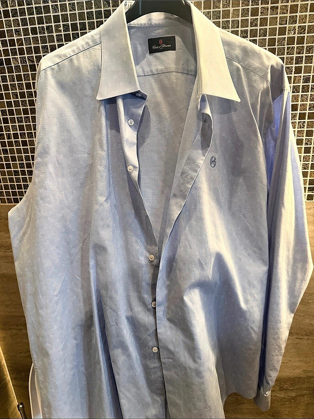 Conte of Florence Floral Button-Down Shirt in Blue Like New